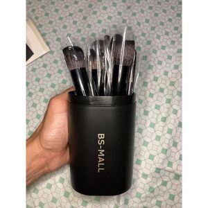 Bs-Mall 18 Pcs Black Premium Synthetic Makeup Brush Set With black Case